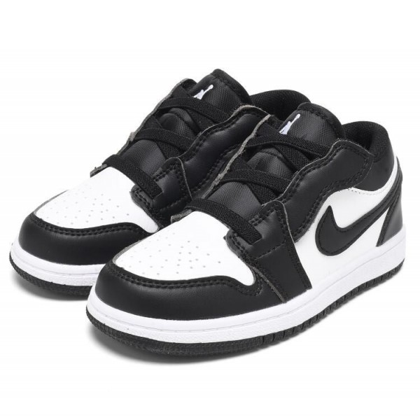 Kids Jordan 1 Low Velcro Straps Black White