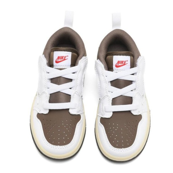 Kids Jordan 1 Low Velcro Straps Brown White