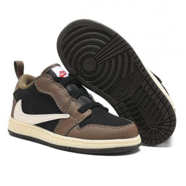 Kids Jordan 1 Low Velcro Straps Brown