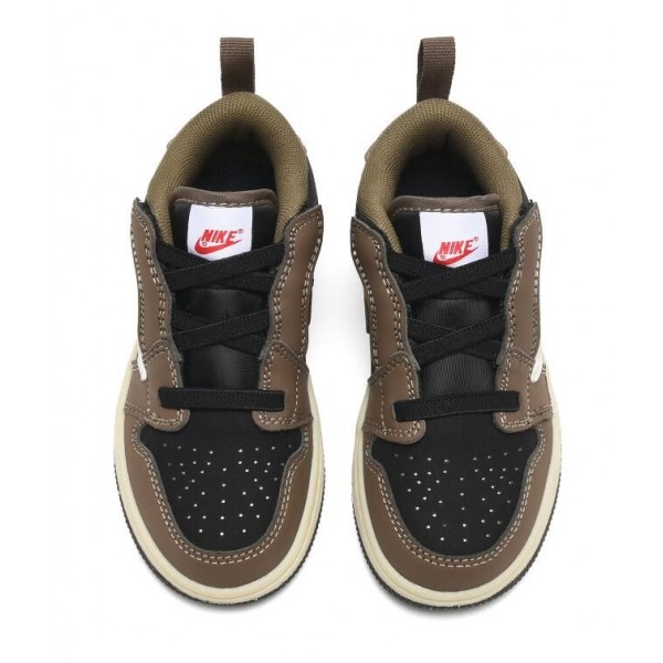 Kids Jordan 1 Low Velcro Straps Brown