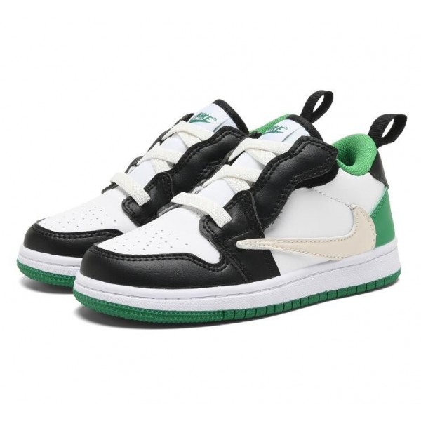 Kids Jordan 1 Low Velcro Straps Green