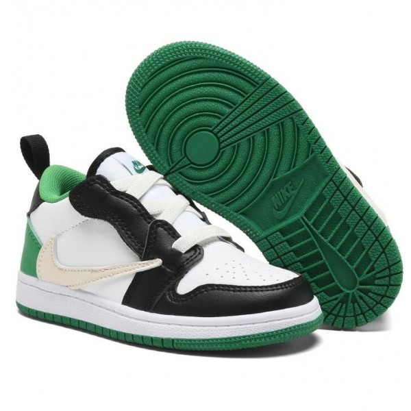 Kids Jordan 1 Low Velcro Straps Green