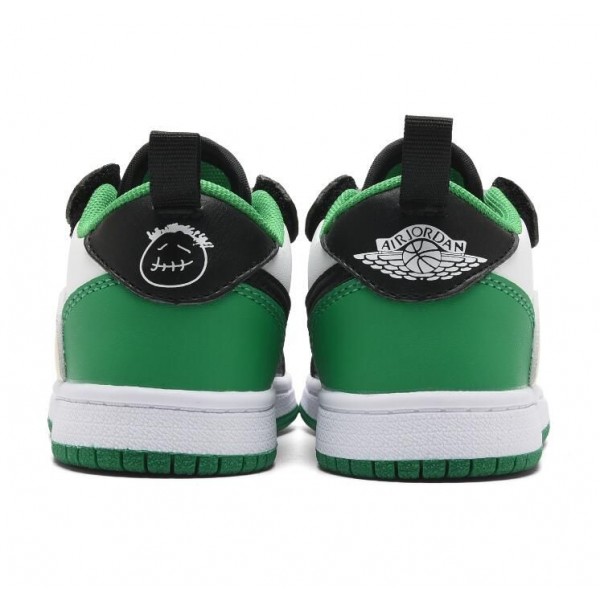 Kids Jordan 1 Low Velcro Straps Green