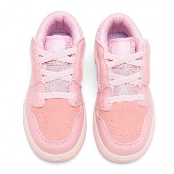 Kids Jordan 1 Low Velcro Straps Pink