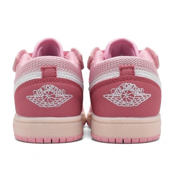 Kids Jordan 1 Low Velcro Straps Pink