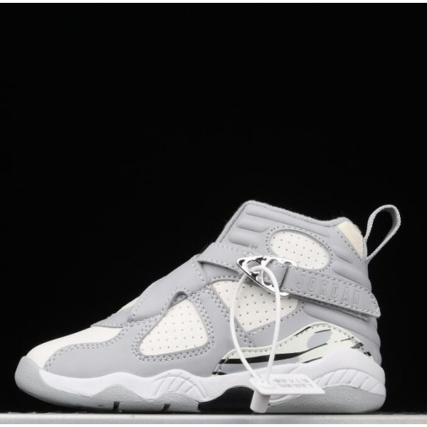 Kids Jordan 8 Light Grey