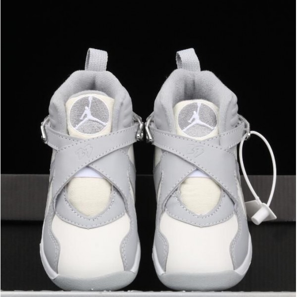 Kids Jordan 8 Light Grey