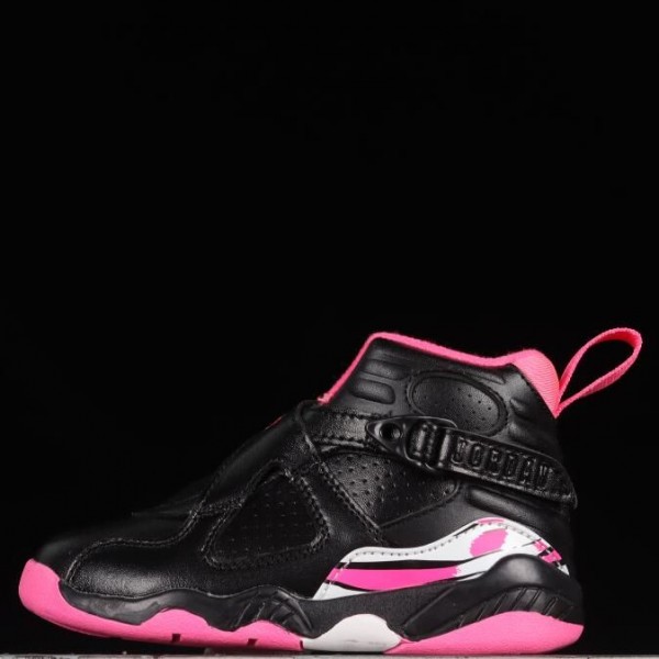 Kids Jordan 8 Pink Black
