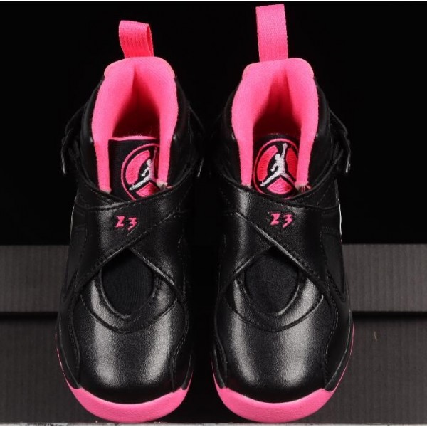 Kids Jordan 8 Pink Black