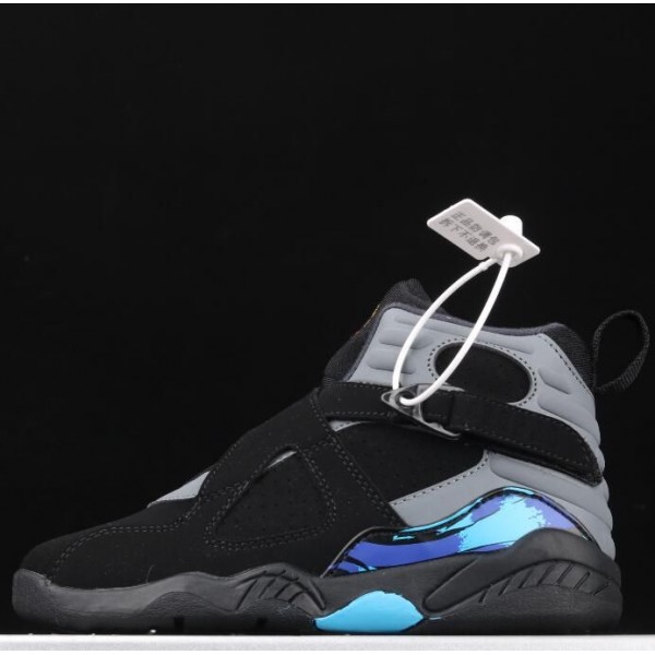 Kids Jordan 8 Black Grey
