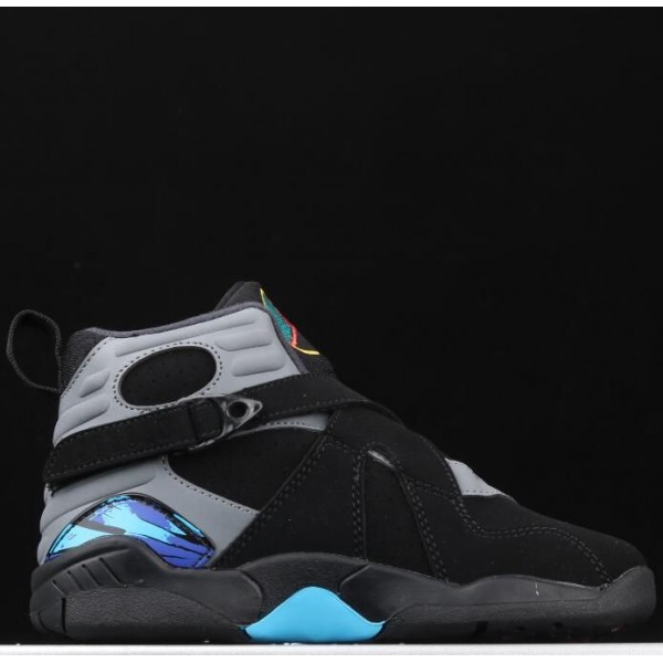 Kids Jordan 8 Black Grey