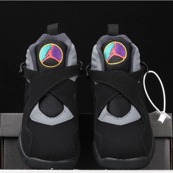 Kids Jordan 8 Black Grey