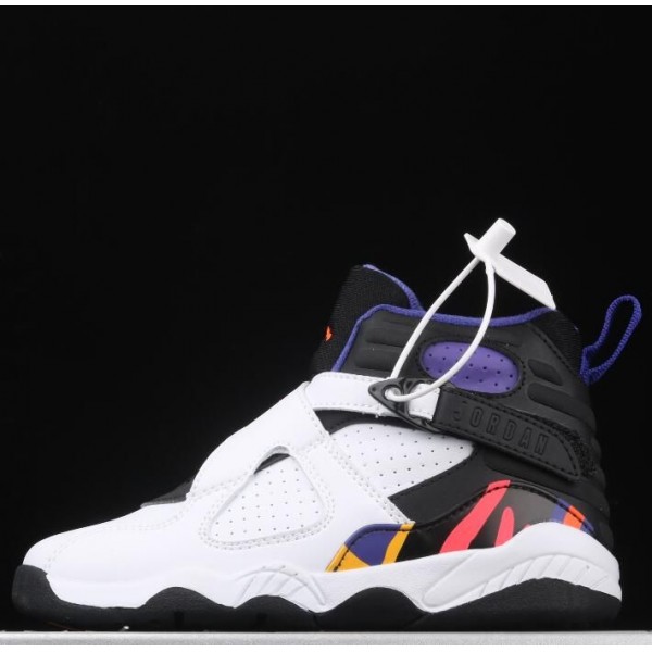Kids Jordan 8 White Purple