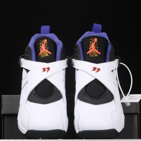 Kids Jordan 8 White Purple
