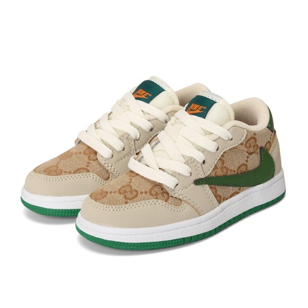 Kids Jordan 1 Low Beige Green