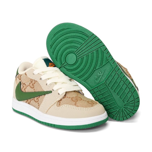 Kids Jordan 1 Low Beige Green