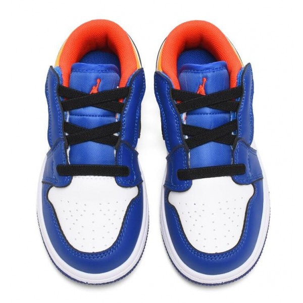 Kids Jordan 1 Low Velcro Straps Blue Yellow