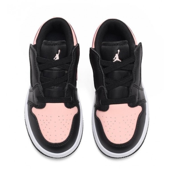 Kids Jordan 1 Low Velcro Straps Pink Black