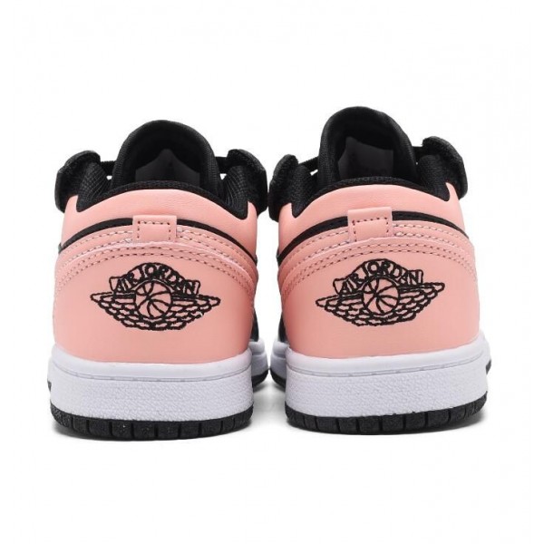 Kids Jordan 1 Low Velcro Straps Pink Black
