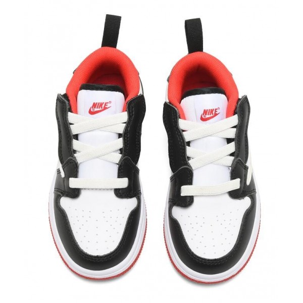 Kids Jordan 1 Low Velcro Straps Red White