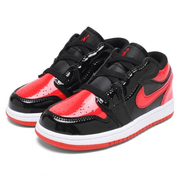 Kids Jordan 1 Low Velcro Straps Red