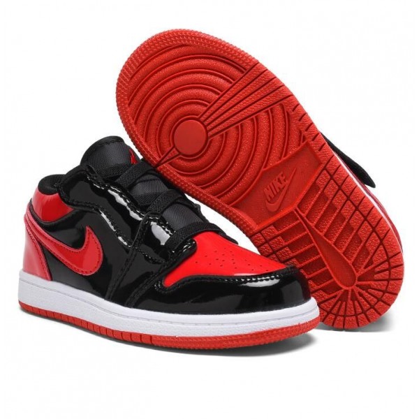 Kids Jordan 1 Low Velcro Straps Red