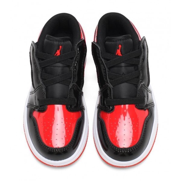 Kids Jordan 1 Low Velcro Straps Red
