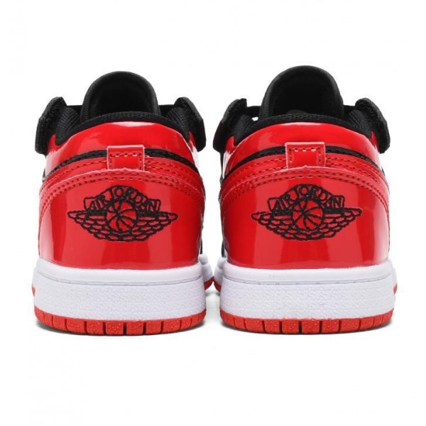 Kids Jordan 1 Low Velcro Straps Red