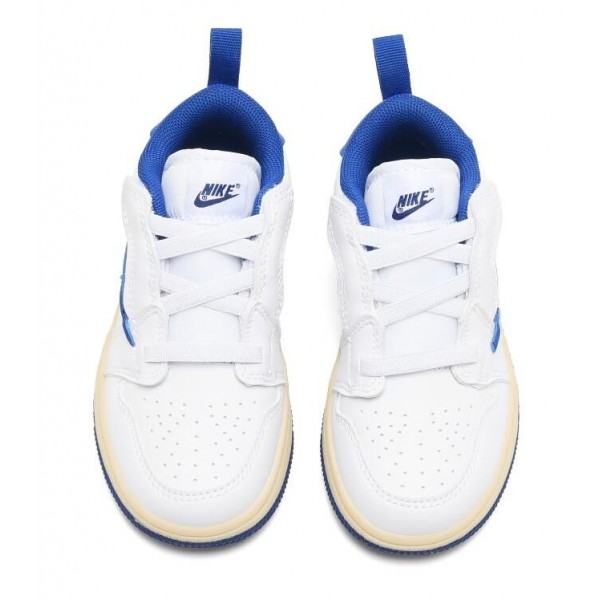 Kids Jordan 1 Low Velcro Straps White Blue