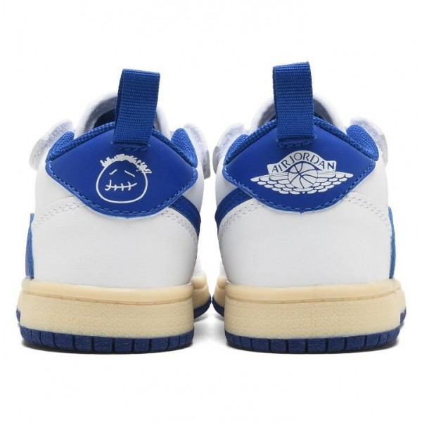 Kids Jordan 1 Low Velcro Straps White Blue