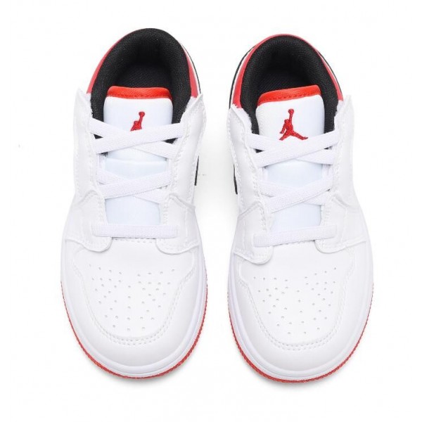Kids Jordan 1 Low Velcro Straps White