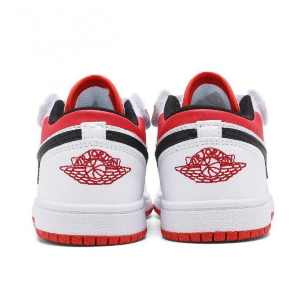 Kids Jordan 1 Low Velcro Straps White