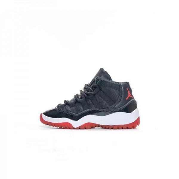 Kids Jordan 11 High Black Red