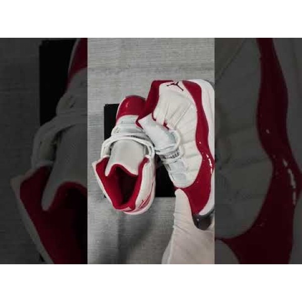 Kids Jordan 11 High White Red