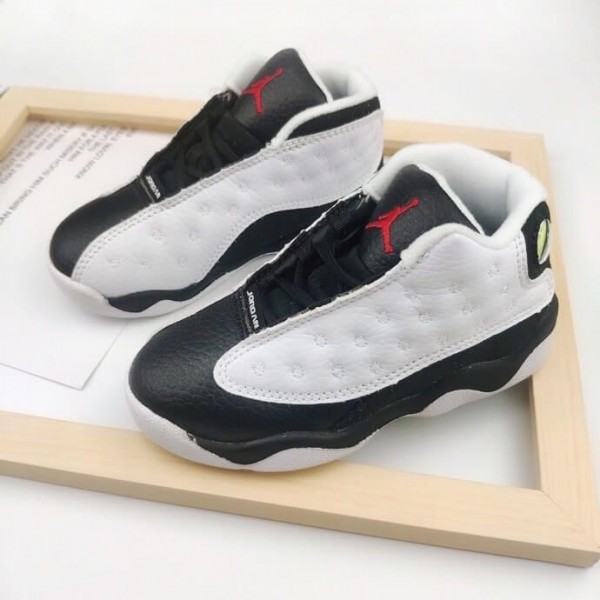 Kids Jordan 13 White Black