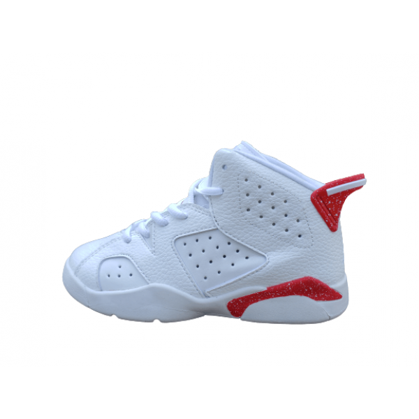 Kids Jordan 6 White Red